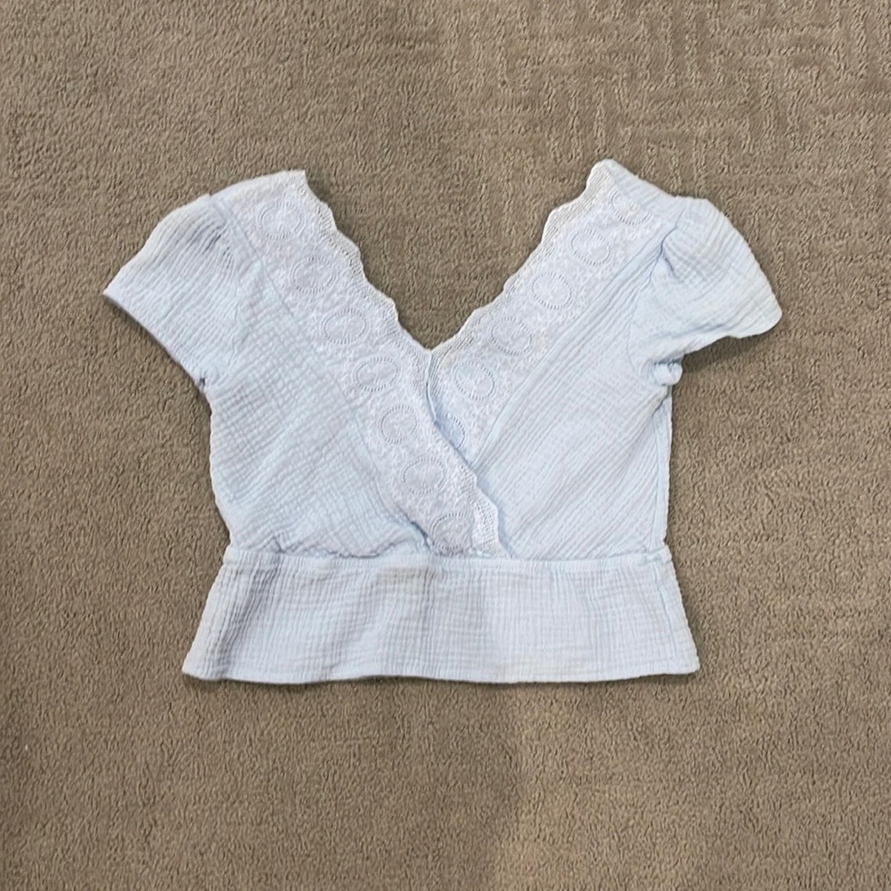 Nice Blue V-Neck Blouse